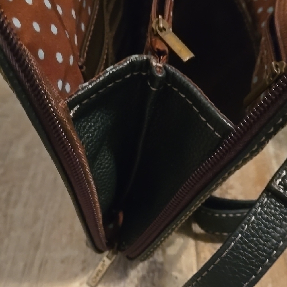 Chala Dark Brown and Teal Turtle Crossbody Bag - Picture 3 of 12